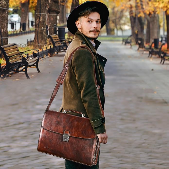 Banuce Italian Leather Briefcase for Men